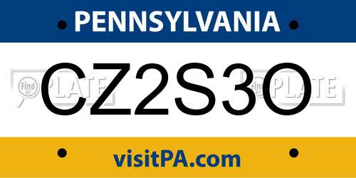 CZ2S3O Pennsylvania License Plate