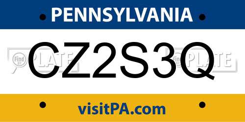 CZ2S3Q Pennsylvania License Plate