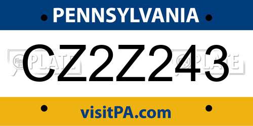 CZ2Z243 Pennsylvania License Plate