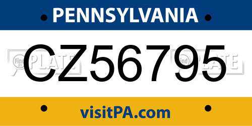 CZ56795 Pennsylvania License Plate