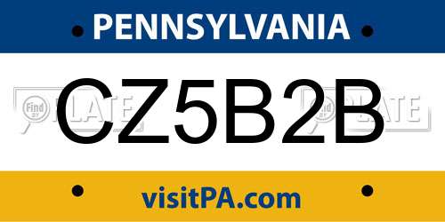 CZ5B2B Pennsylvania License Plate