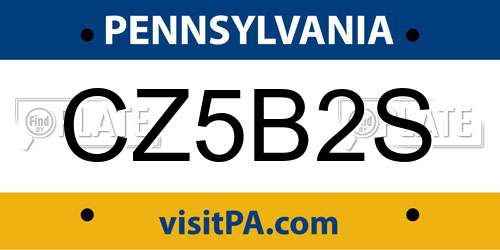 CZ5B2S Pennsylvania License Plate