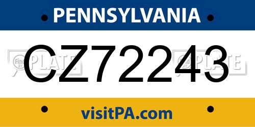 CZ72243 Pennsylvania License Plate