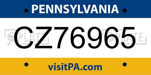CZ76965 Pennsylvania License Plate
