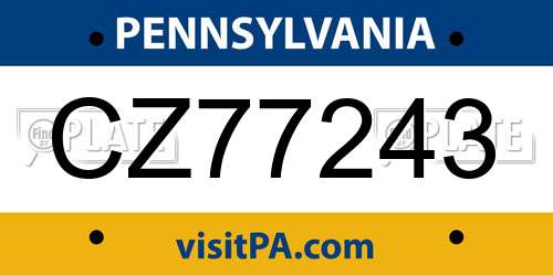 CZ77243 Pennsylvania License Plate