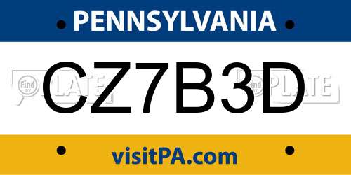 CZ7B3D Pennsylvania License Plate