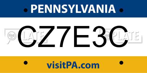 CZ7E3C Pennsylvania License Plate