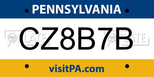 CZ8B7B Pennsylvania License Plate