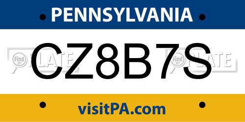 CZ8B7S Pennsylvania License Plate