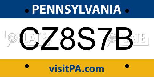 CZ8S7B Pennsylvania License Plate