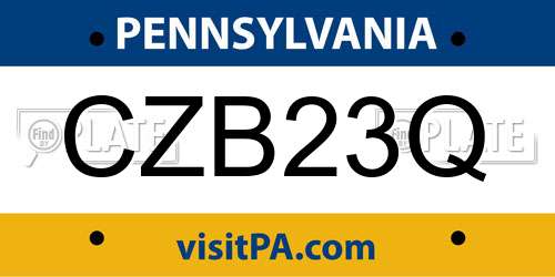 CZB23Q Pennsylvania License Plate