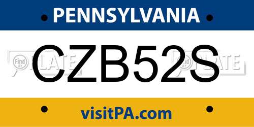 CZB52S Pennsylvania License Plate