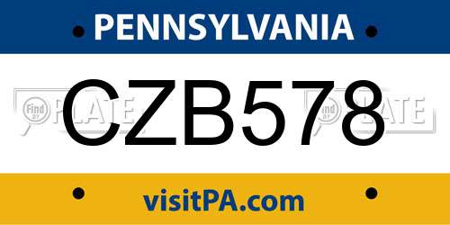 CZB578 Pennsylvania License Plate
