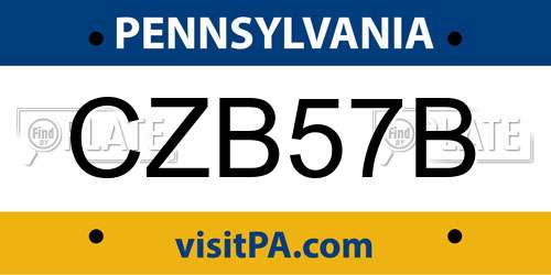 CZB57B Pennsylvania License Plate