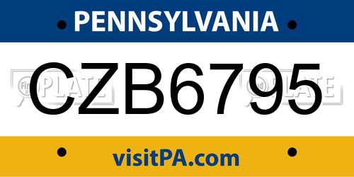 CZB6795 Pennsylvania License Plate
