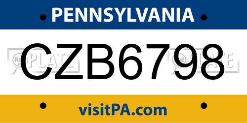 CZB6798 Pennsylvania License Plate