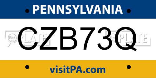 CZB73Q Pennsylvania License Plate