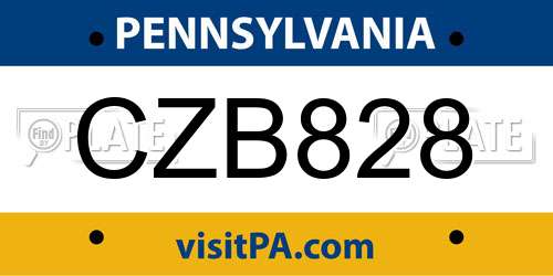 CZB828 Pennsylvania License Plate