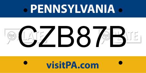 CZB87B Pennsylvania License Plate
