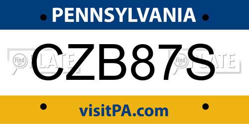 CZB87S Pennsylvania License Plate