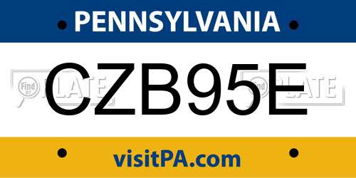 CZB95E Pennsylvania License Plate