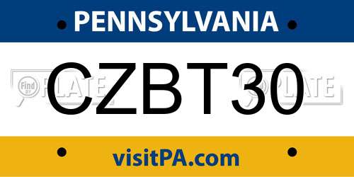 CZBT30 Pennsylvania License Plate