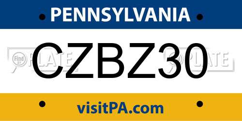 CZBZ30 Pennsylvania License Plate