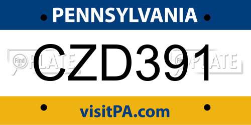 CZD391 Pennsylvania License Plate
