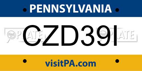 CZD39I Pennsylvania License Plate