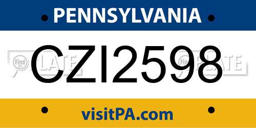 CZI2598 Pennsylvania License Plate