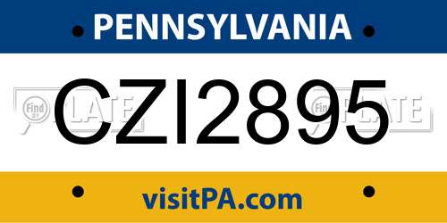 CZI2895 Pennsylvania License Plate