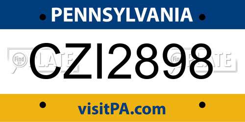 CZI2898 Pennsylvania License Plate