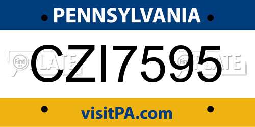 CZI7595 Pennsylvania License Plate