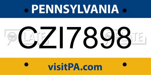 CZI7898 Pennsylvania License Plate