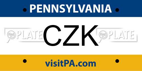 CZK Pennsylvania License Plate