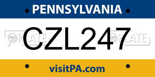 CZL247 Pennsylvania License Plate