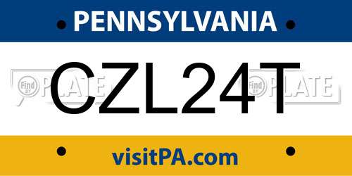 CZL24T Pennsylvania License Plate