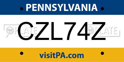 CZL74Z Pennsylvania License Plate