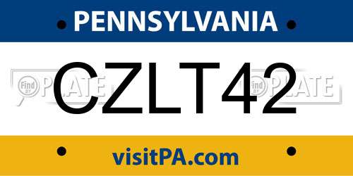CZLT42 Pennsylvania License Plate