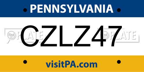 CZLZ47 Pennsylvania License Plate