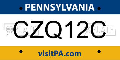 CZQ12C Pennsylvania License Plate