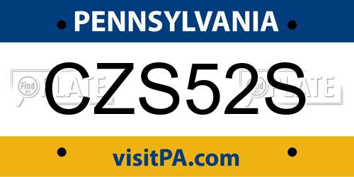 CZS52S Pennsylvania License Plate