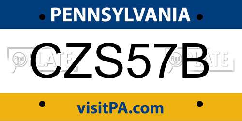 CZS57B Pennsylvania License Plate