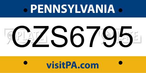 CZS6795 Pennsylvania License Plate