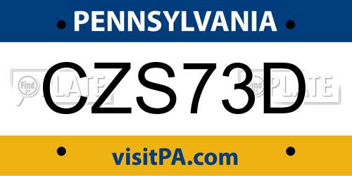 CZS73D Pennsylvania License Plate
