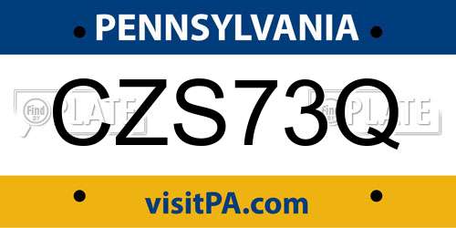 CZS73Q Pennsylvania License Plate
