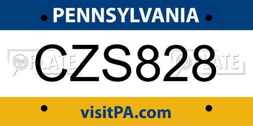 CZS828 Pennsylvania License Plate