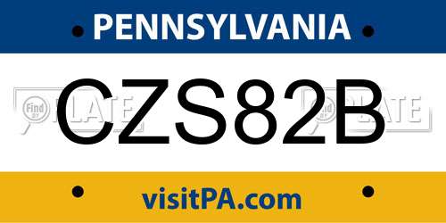CZS82B Pennsylvania License Plate