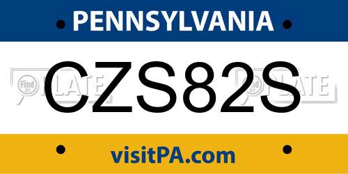 CZS82S Pennsylvania License Plate