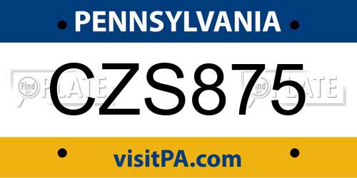 CZS875 Pennsylvania License Plate